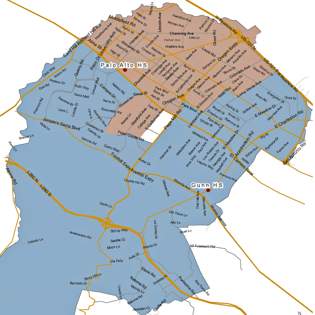 Palo Alto high school attendance boundary map Palo Alto high school attendance boundary map