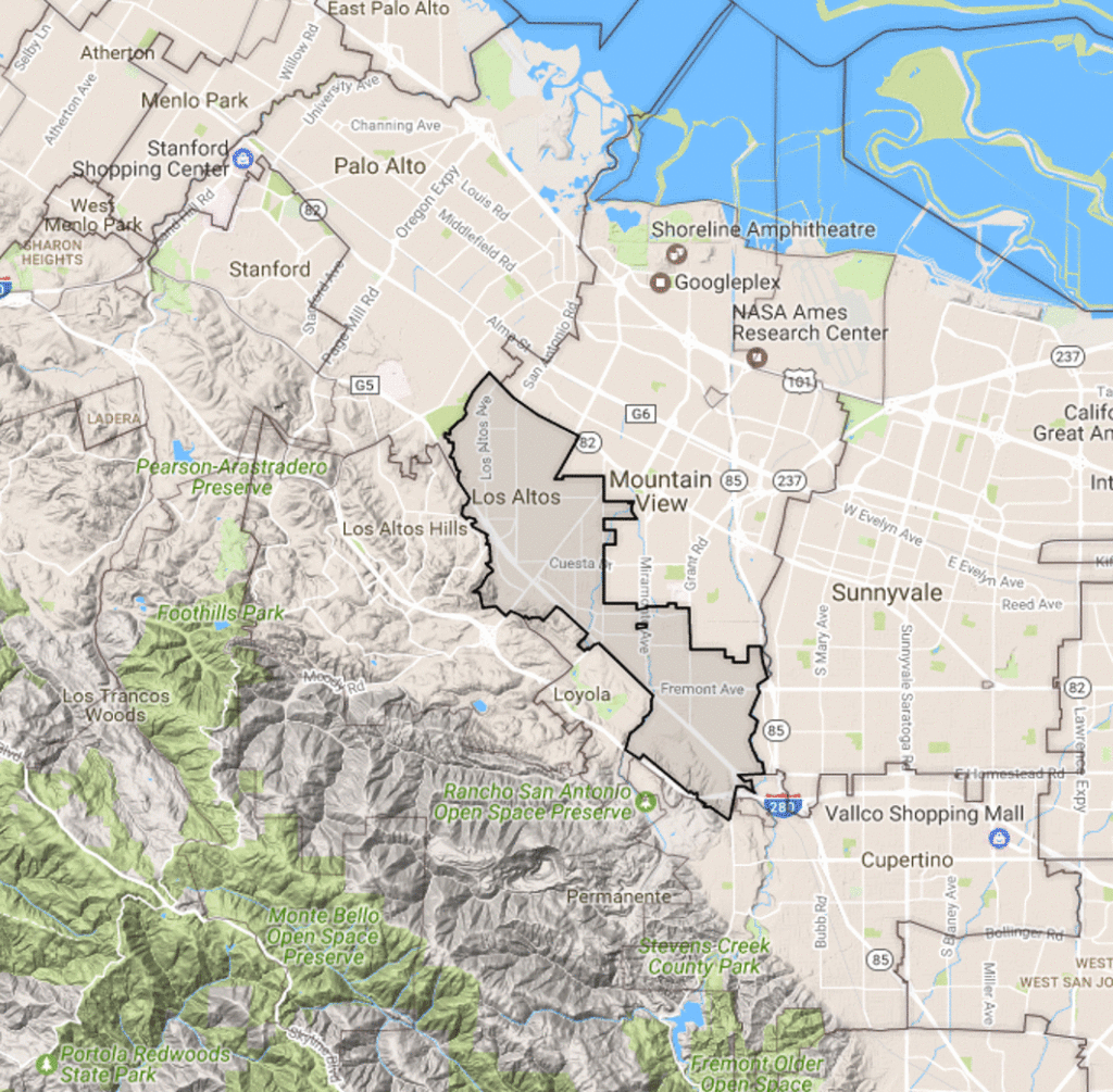 Map of Los Altos city limits