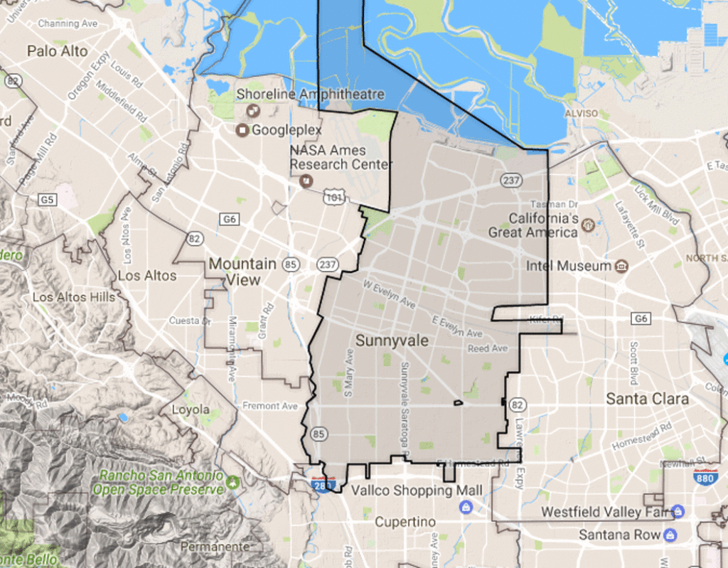 Map of Sunnyvale city limits