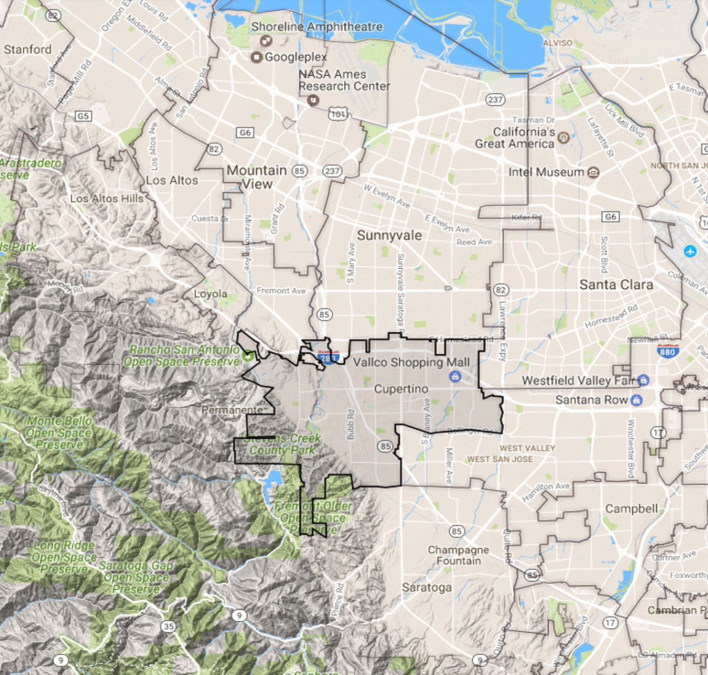 Map of Cupertino city limits
