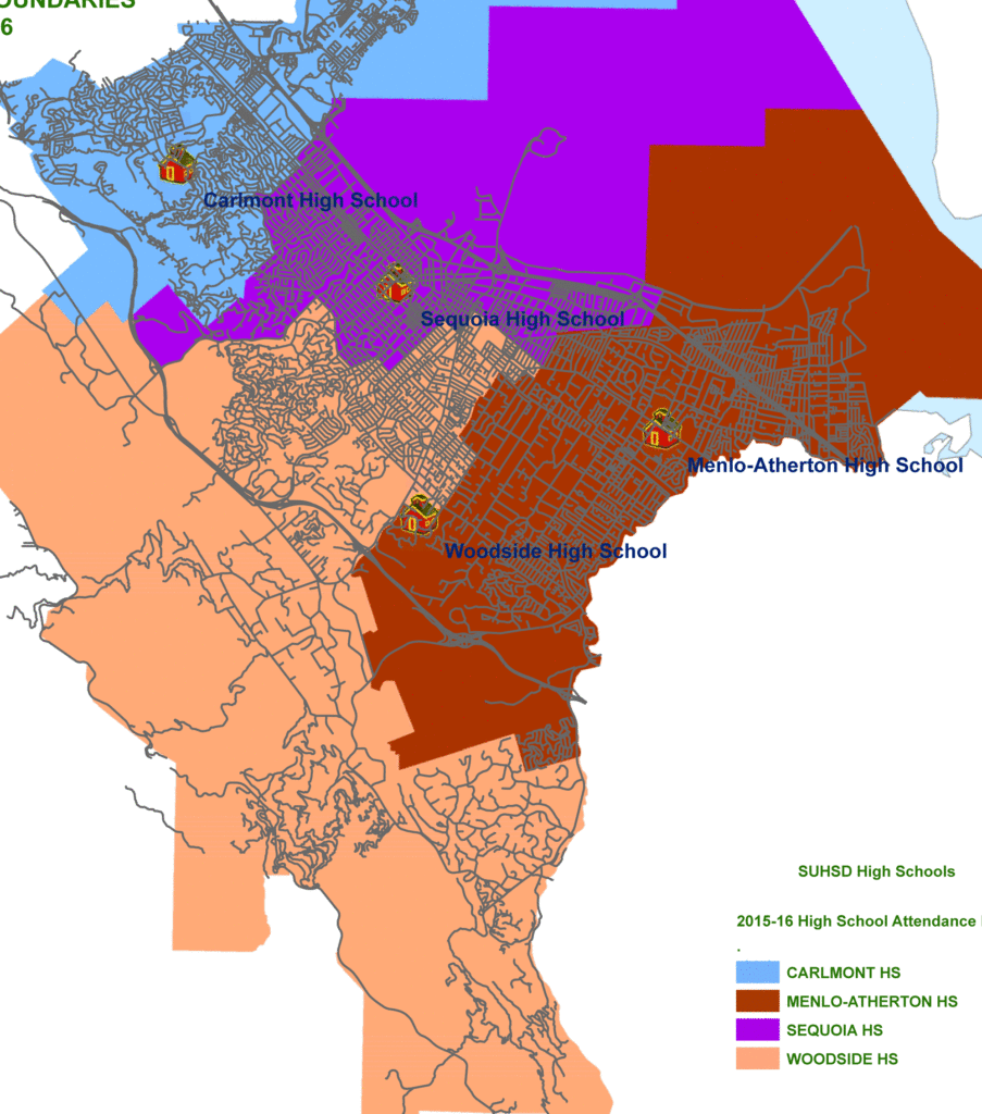 Sequoia High School District attendance boundary map