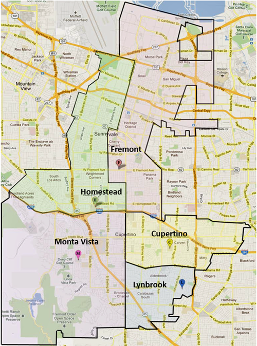 Sunnyvale Schools SiliconValleyMLS Com   FUHSD Map 1 